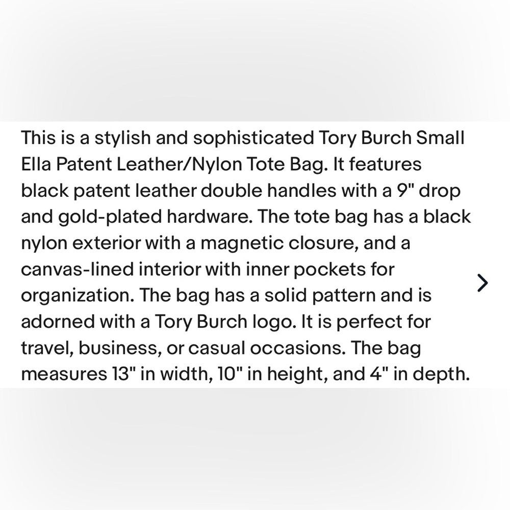Tory Burch small nylon/patent leather Elle tote. - Picture 6 of 6